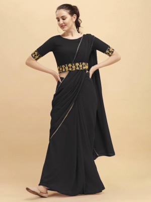 Saraswati Fab Embellished Bollywood Georgette, Chiffon Saree(Black)