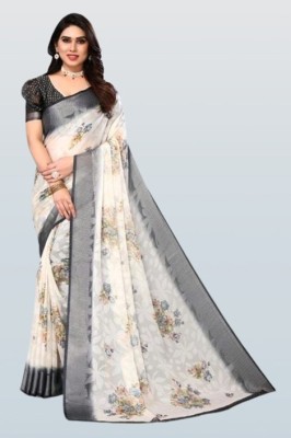 mahalaxmi fab Embroidered Bollywood Chiffon, Brasso Saree(Black, White)