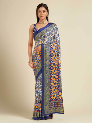 sareesy Printed Bandhani Art Silk, Silk Blend Saree(Blue)