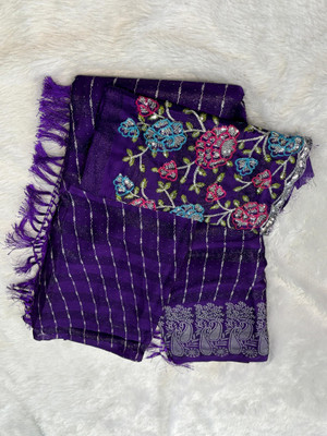 Sitanjali Embroidered Bollywood Georgette Saree(Purple)