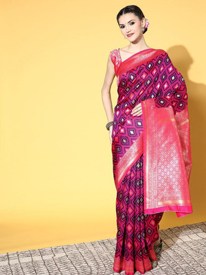 Anouk Rustic Woven Dharmavaram Silk Blend Saree(Dark Blue)