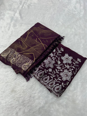 KANDORA Embroidered Daily Wear Georgette Saree(Magenta)