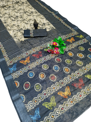 Gajal Printed Bollywood Pure Cotton, Cotton Linen Saree(Multicolor)
