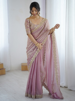 Tasrika Embellished Bollywood Tissue Saree(Purple)