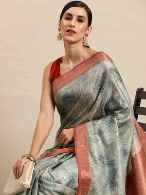 Divastri Digital Print Bollywood Silk Blend Saree(Light Blue)