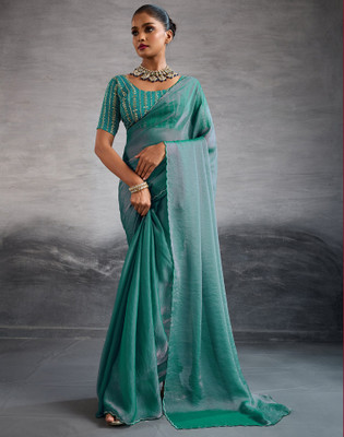 Satrani Embroidered Bollywood Georgette Saree(Blue)