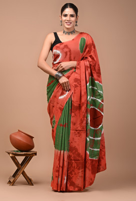 Sopariya Printed Daily Wear Pure Cotton Saree(Green)