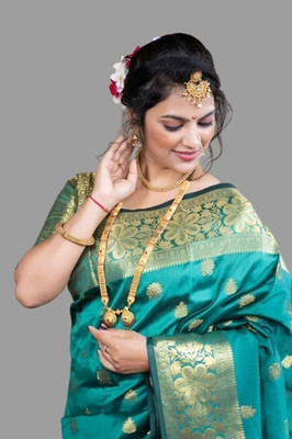 SHRIMAY Woven Kanjivaram Silk Blend Saree(Light Blue)