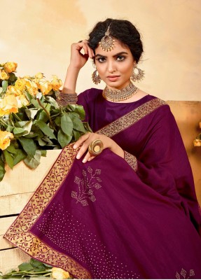 Pratap Fashion Woven Banarasi Art Silk, Silk Blend Saree(Purple)