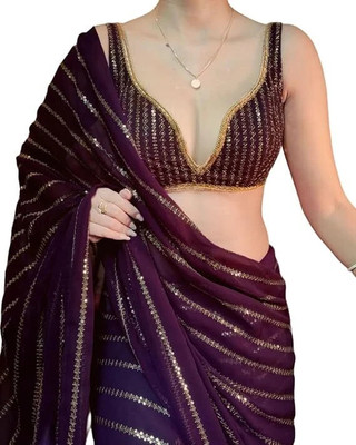 Falcan Enterprise Embellished Bollywood Georgette Saree(Magenta)