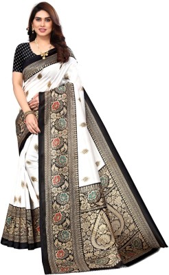 Grubstaker Printed Assam Silk Art Silk Saree(Black)