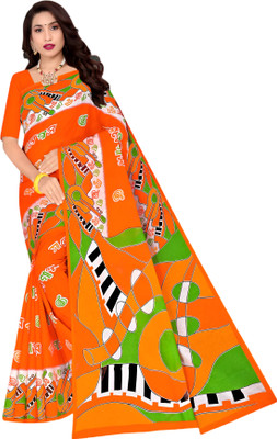 Veerji Sarees Printed Ikkat Pure Cotton Saree(Multicolor)