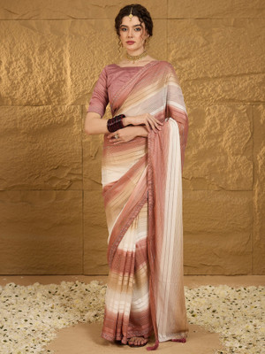 Sareemall Embellished Bollywood Chiffon Saree(Brown)