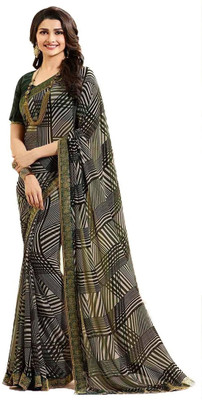 SUPUJIT Printed, Digital Print, Floral Print Bollywood Georgette Saree(Mustard)