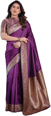 iHIYAzz ENTERPRISE Self Design Banarasi Pure Silk Saree(Magenta)