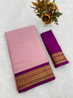 RS Creations Solid/Plain, Woven Ikkat Art Silk Saree(Pink)
