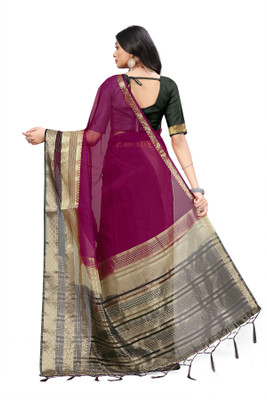 Aarunika SST Woven Bollywood Organza Saree(Magenta)