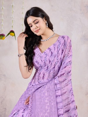 Tasrika Digital Print Bollywood Georgette Saree(Purple)