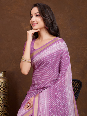 Tasrika Geometric Print Daily Wear Georgette Saree(Pink)