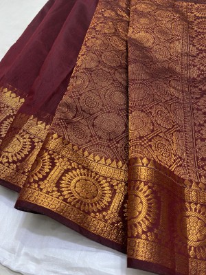 SHOPEEZY TEX FAB Embellished Banarasi Pure Cotton Saree(Maroon)