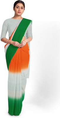 Aarunika Manan Solid/Plain Bandhani Organza Saree(Orange)