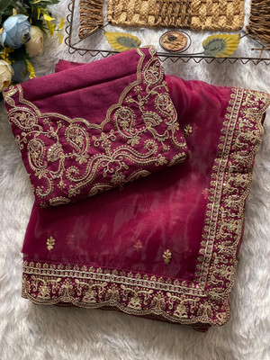GOLDOLL FAB Self Design Bollywood Georgette Saree(Red)