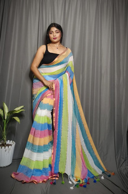 Rnn Saree Self Design Handloom Pure Cotton Saree(Multicolor)