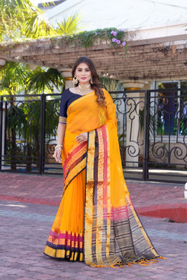 Aarunika SST Printed Bollywood Organza Saree(Yellow)