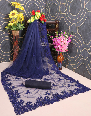 SPAREN CREATION Self Design Bollywood Net Saree(Blue)
