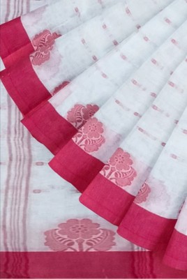 SANVISAREE Woven Tant Pure Cotton Saree(White)