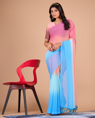 nirmal creation Printed Bollywood Georgette Saree(Multicolor)