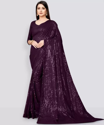 VKARAN Embellished Bollywood Georgette Saree(Purple)