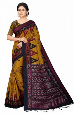 Padma Self Design, Printed Sambalpuri Pure Cotton Saree(Yellow)