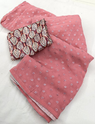 Dhanlaxmi CreationLLP Woven, Dyed, Solid/Plain Bollywood Georgette Saree(Pink)