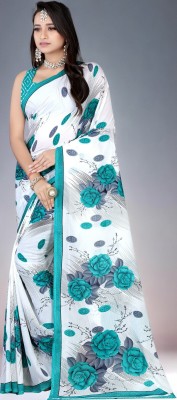 Leelavati Printed Daily Wear Georgette Saree(White, Green)