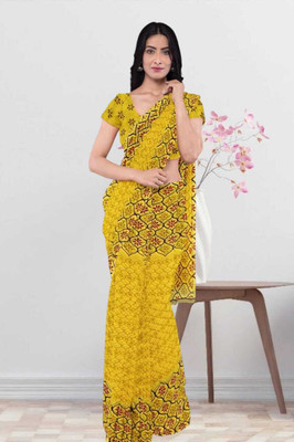 Classy Foriever Printed Daily Wear Georgette Saree(Yellow)