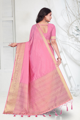 Aarunika fashion Solid/Plain Bollywood Pure Silk Saree(Pink)