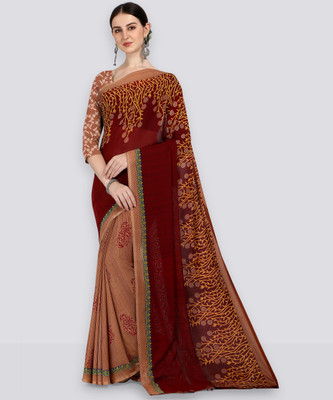 Anand Sarees Paisley, Floral Print Daily Wear Georgette Saree(Maroon, Beige)