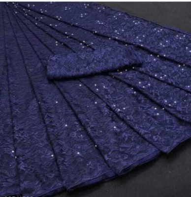 NORAFLEX Embroidered Daily Wear Net Saree(Blue)