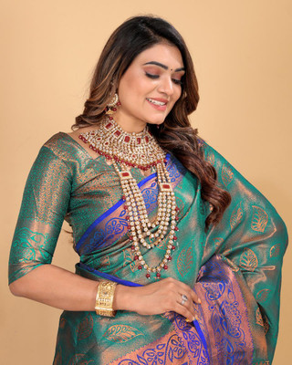 LAVYANSH CREATION Self Design, Woven Banarasi Art Silk, Jacquard Saree(Light Blue)