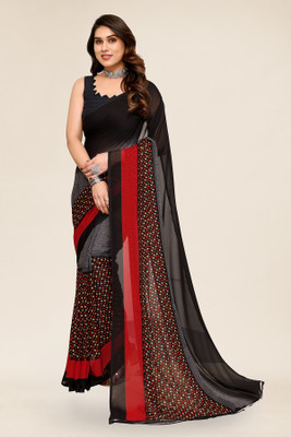 kashvi sarees Ombre, Paisley, Printed Daily Wear Georgette Saree(Black, Red)
