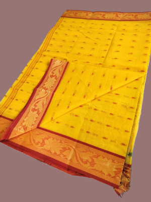 BD Taant Saree Self Design Tant Pure Cotton Saree(Orange)