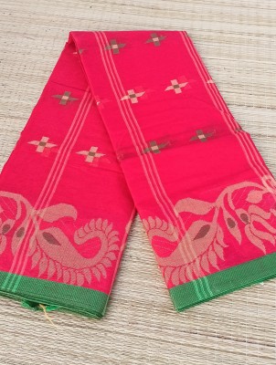 PRANATI ENTERPRISE Printed Handloom Pure Cotton Saree(Red)