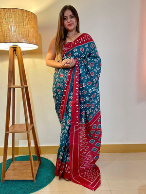 Anouk Rustic Printed Daily Wear Cotton Blend Saree(Blue)
