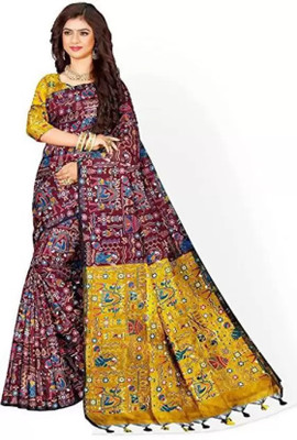 maadurga Printed Madhubani Viscose Rayon Saree(Red)
