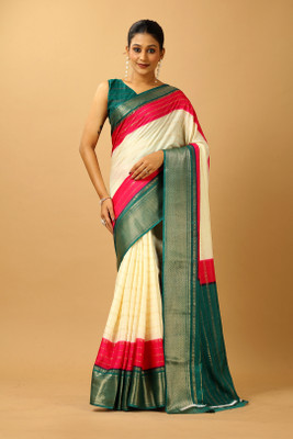 Virendra Textiles Printed Daily Wear Cotton Blend Saree(Maroon)