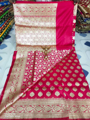Asa fashion Self Design, Woven Banarasi Pure Silk Saree(Pink)