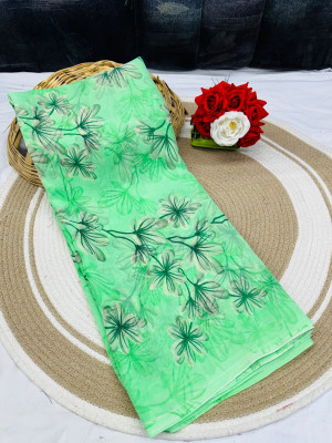 HouseOfCommon Printed Bollywood Georgette Saree(Green)
