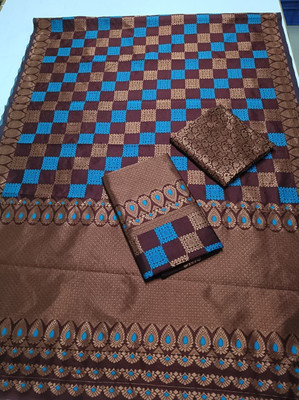 S P CREATION Woven Mekhela Chador Silk Blend Saree(Brown)