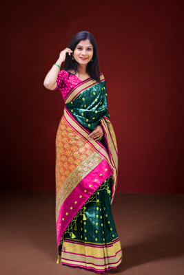 Spewim Printed Paithani Art Silk Saree(Green)